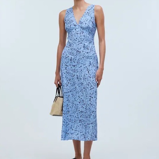Madewell Ariana Midi Dress Us 12 Floral V-Neck Sleeveless Empire Waist Cottage